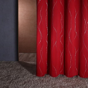 Deconovo Silver Line & Dots Blackout Curtains, 2 Panels (38” W) - 1 of 4