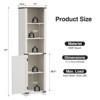 67" Tall Narrow Storage Cabinet with Adjustable Shelves, 5 Tier Skinny Bookshelf, Antique White - 2 of 4
