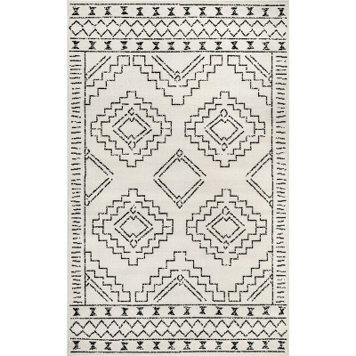 Reversible Moroccan Tribal Design Gray 4' x 6' Synthetic Area Rug