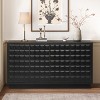 Modern 4-Door Storage Cabinet with 3D Geometric Fronts and Metal Trim, Sideboard Buffet Cabinet for Living Room, Kitchen or Entryway - Koiai - 2 of 4