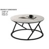 34" Round White Wood Coffee Table Set with Black Metal Base, 3 Piece Living Room Center and End Tables-3irtyhousy - 4 of 4