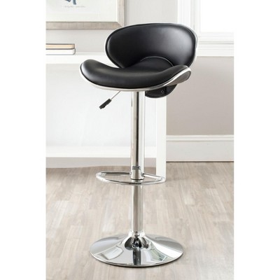 Shambi Black Adjustable Swivel Bar Stool with Chrome Base