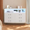 Dresser with LED Light & Charging Station, Storage Cabinet with 6 Drawers and 2 Open Shelves - 2 of 4