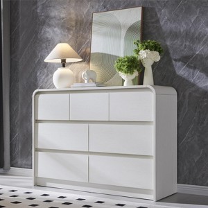 SinCiDo Modern 7 Drawers Dresser 47" Wide Chests of Drawers w/ Curved Profile Design Natural Texture for Bedroom,Living Room,White - 1 of 4