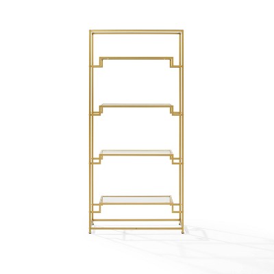 Elegant Brown Steel and Glass 77" Celeste Etagere Bookcase