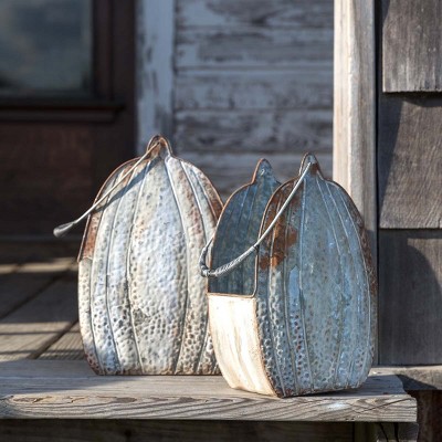 Park Hill Collection Embossed Tin Tall Pumpkin Buckets