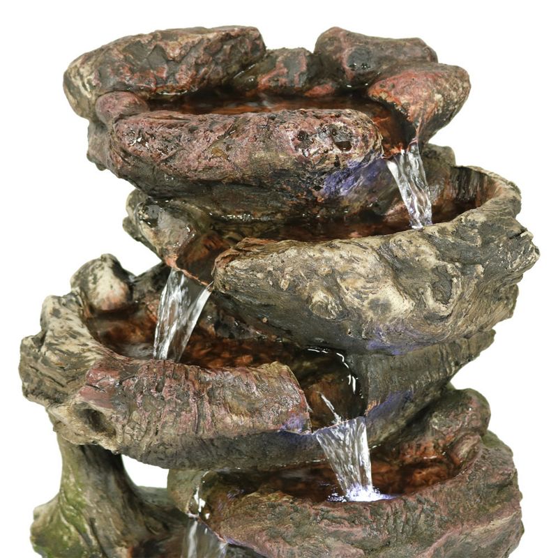 Sunnydaze Indoor Decorative Calming 5-Step Rock Falls Waterfall Tabletop Water Fountain with LED Lights - 14", 6 of 14