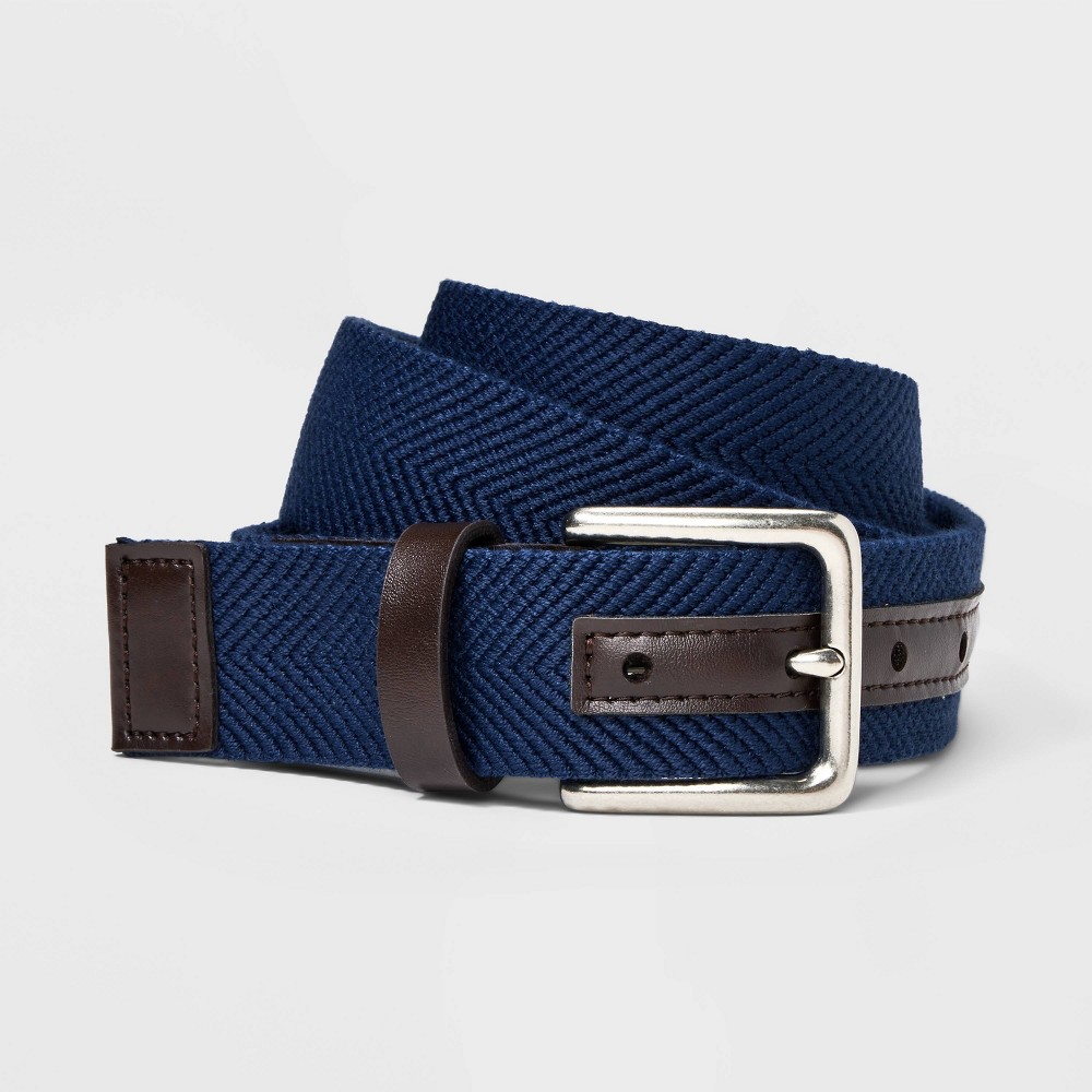 Photos - Belt Men's Solid Stretch  - Goodfellow & Co™ Navy Blue L