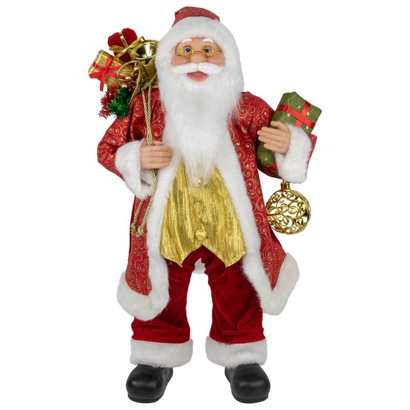 Northlight 24" Red and White Santa with Gift Bag and Presents Christmas Figure, 1 of 6