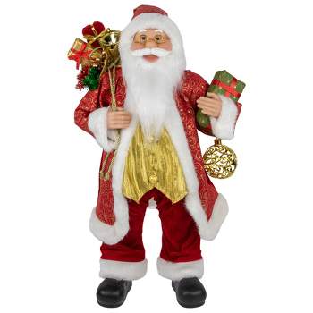 Northlight 24" Red and White Santa with Gift Bag and Presents Christmas Figure