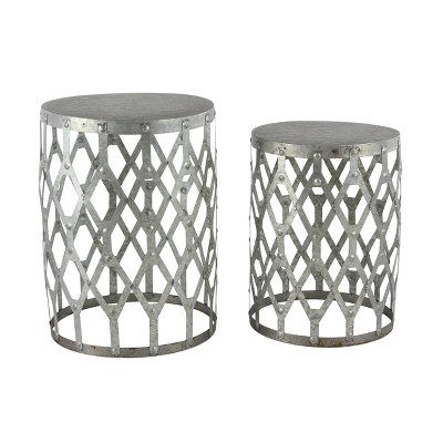 2pk Farmhouse Aluminum Accent Tables - Gray - Olivia & May