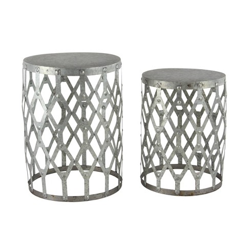 2pk Farmhouse Aluminum Accent Tables Gray Olivia May Target