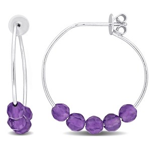 EVERLY JEWELRY | Sterling Silver 1.5 CT TGW Amethyst Hoop Earrings - 1 of 4