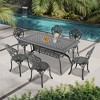7-Piece Patio Set: Rectangle Table & 6 Chairs - Cast Aluminum, All-Weather & Adjustable Legs for Balcony/Backyard - 2 of 4