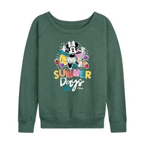 Women's - Disney - Summer Days Lightweight French Terry Wide Neck Long Sleeve Shirt - 1 of 4