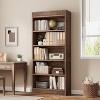 71" Farmhouse Bookcase w/Double Fluted Design, 5 Tier Tall Bookshelf with Wooden Base, Wooden Bookshelf Rustic Vintage Book Shelf for Office Library - 4 of 4