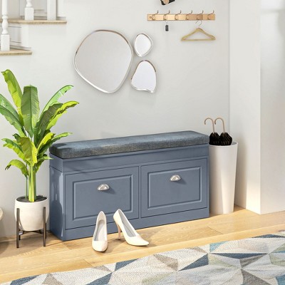 VYNXARIA Modern Shoe Rack Bench with Cushion & Drawers - Stylish Entryway Organizer