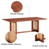 Lyngins Modern Simple Rectangle Coffee Table, Double-Layer Solid Wood Glass Desktop Tea Table, Rattan Woven Chinese Side Table, Rounded Edges - 4 of 4