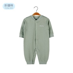 MyKids-USA Baby Solid Color Pit Strip Fabric Single Breasted Design Cotton Jumpsuit Pajamas - 1 of 4