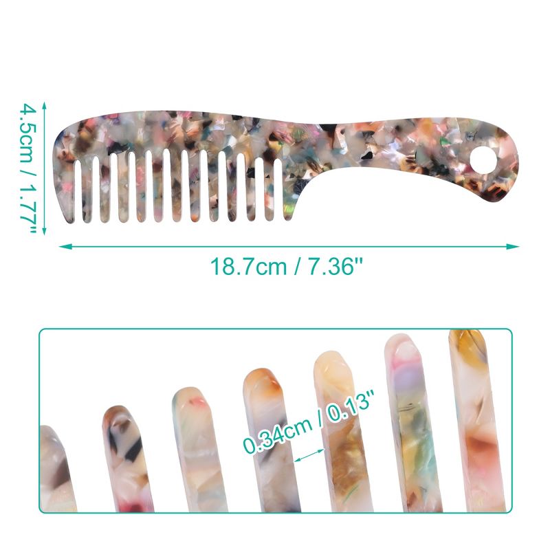 Unique Bargains Anti-Static Hair Comb Wide Tooth for Thick Curly Hair Hair Care Detangling Comb For Wet and Dry Multicolor 1 Pcs, 4 of 7