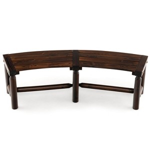 Tangkula Curved Bench Carbonized for 2-Person Pine Wood Legs Backless Curved Garden Bench for Patio - 1 of 3