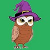 Women's Design By Humans Owl Witch Halloween T Shirt By thebeardstudio Racerback Tank Top - 2 of 3