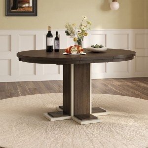 NicBex Round Dining Table 42" Wood Dinette Table with 16-inch Middle Leaf and Double Layer for Kitchen, Dining Room - 1 of 4