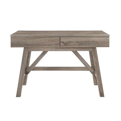 Modern Rustic Gray 52'' Wood Desk with Dual Storage Drawers