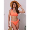 INSPIRE CHIC Women's 3D Rose Floral One Shoulder Ribbed Bikini Sets, Triangle Bottoms Swimwear Bathing Suits 1 Set - 4 of 4