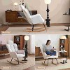 CAVINAS Teddy Fabric Glider Rocking Chair with High Backrest and Pillow,Upholstered Rocking Chair,Nursery Accent Chair for Bedroom - 2 of 4