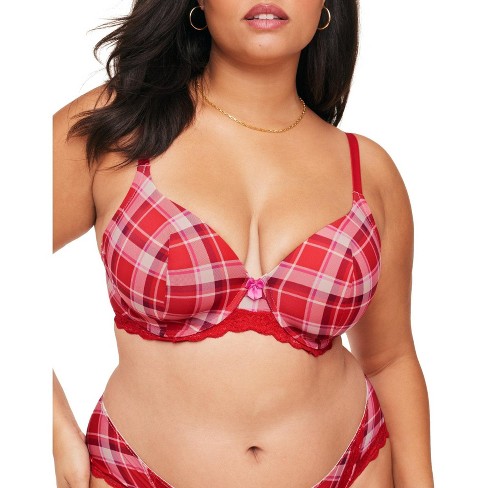 Adore Me Women's Nare Full Coverage Bra 40C / New Traditions Plaid C01 V2  Red.
