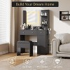 Vanity Desk with Mirror, Makeup Desk with Lights in 3 Colors, Girls Vanity Table with Charging Station, 3 Drawers, 3 Storage Shelves for Bedroom - 4 of 4