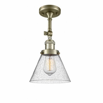 Cone - 1 Light Semi-Flush Mount In Industrial Style-14.5 Inches Tall and 7.75 Inches Wide