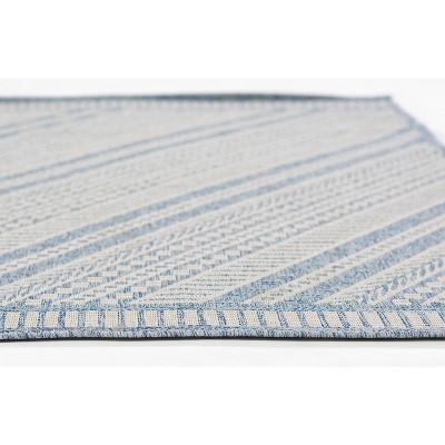 8' x 10' Blue Synthetic Stain-Resistant Rectangular Rug