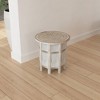 Royal Hampton Accent Side Table with 18" Round Mango Wood Top and Hand-Carved Inlay Mandala Design - 3 of 4