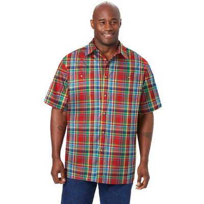 KingSize Men's Big & Tall Short-Sleeve Plaid Sport Shirt