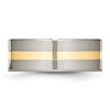 Black Bow Jewelry 8mm Titanium & 14k Gold Inlay Polished Flat Standard Fit Band - 3 of 4
