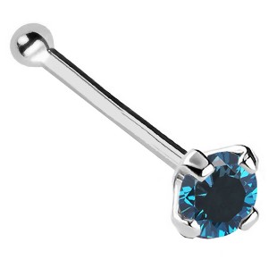 Jewelry Avalanche 22G 14K Gold Ball-end Nose Stud with Blue Diamond - 1 of 3