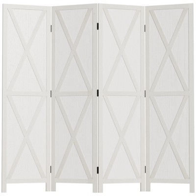 HOMCOM Blinds Style 4-Panel Wood Room Divider, 67'' Tall Folding