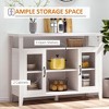 Farmhouse Sideboard Buffet Cabinet Bar Cabinet with Storage Shelves, Kitchen Cabinet with 2 Framed Glass Doors and Anti-Topple - 4 of 4
