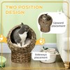 Munora 20" Natural Braided Elevated Cat Bed, Cat Basket Kitten House with Cushion, Dark Brown - 4 of 4