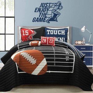 American Football Reversible Oversized Set Quilt - Lush Décor - 1 of 4