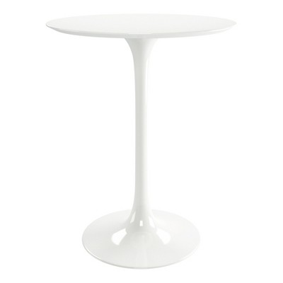 HomeRoots 32" White Rounded Fiberglass and Metal Bar Table