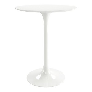 HomeRoots 32" White Rounded Fiberglass and Metal Bar Table - 1 of 4