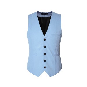 Cloudstyle Mens V-Neck Dress Suit Business Casual Suit Vest Waistcoat 5 Button Slim Fit - 1 of 4