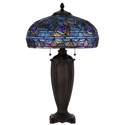 GOOSE NECK LAMP WITH TIFFANY STYLE STAINED-GLASS SHADE - household