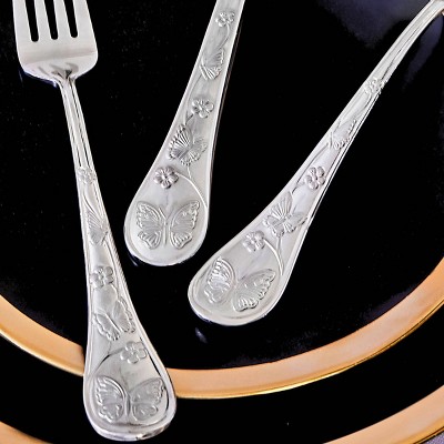 Godinger Silver Art Co Butterfly 20 Piece 18/10 Stainless Steel Flatware Set, Service for 4