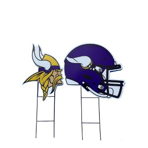 NFL Minnesota Vikings Logo and Helmet 2pk Yard Sign Set - 1 of 1