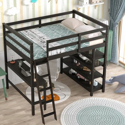 Twin Size Loft Bed With Ladder And Slide Espresso-modernluxe : Target