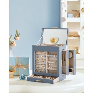 SONGMICS Jewelry Box with Glass Window 5-Layer Jewelry Storage Organizer with 3 Side Drawers - 1 of 4